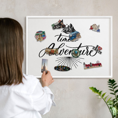 Tablero magnético metálico para souvenirs en color blanco El viaje del descubrimiento
