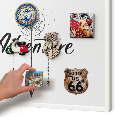 Tablero magnético metálico para souvenirs en color blanco Tema de aventuras