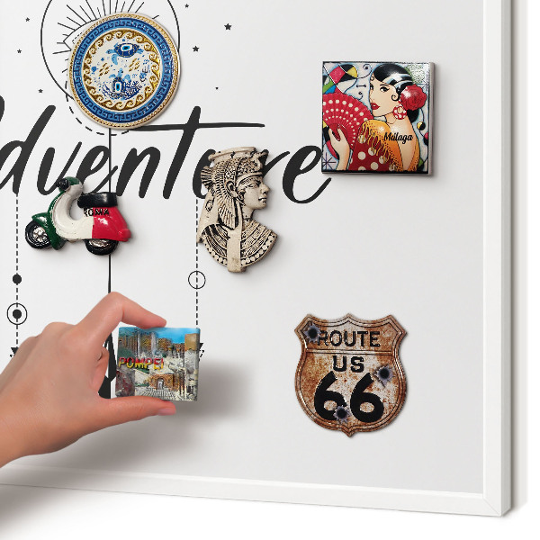 Tablero magnético metálico para souvenirs en color blanco Tema de aventuras