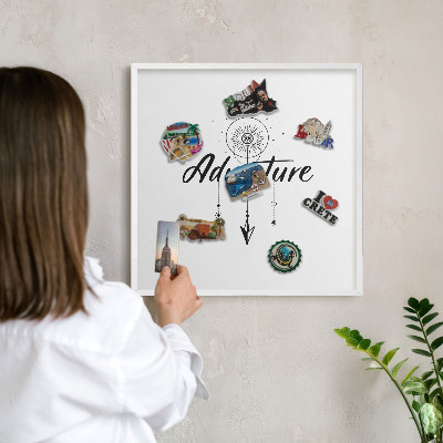 Tablero magnético metálico para souvenirs en color blanco Tema de aventuras