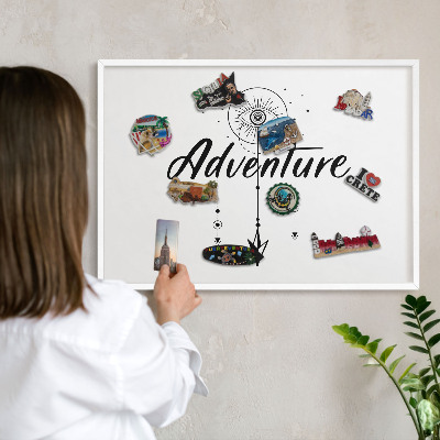 Tablero magnético metálico para souvenirs en color blanco Tema de aventuras