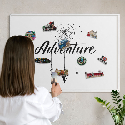 Tablero magnético metálico para souvenirs en color blanco Tema de aventuras