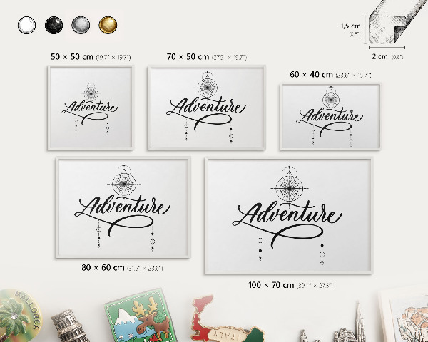 Tablero magnético metálico para souvenirs en color blanco Aventura tipográfica