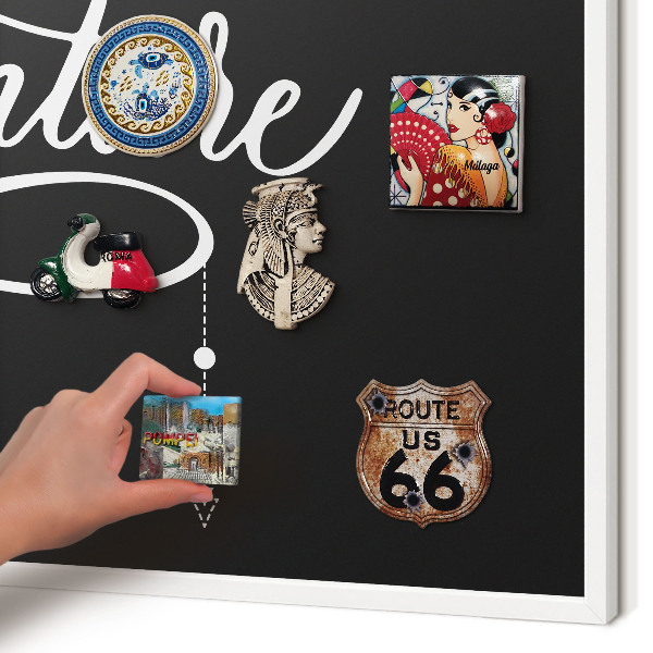 Tablero magnético de pared para imanes con marco blanco Inspiración para viajar