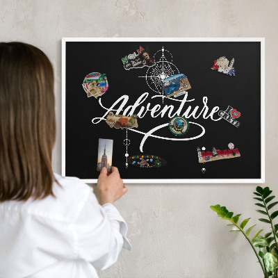 Tablero magnético de pared para imanes con marco blanco Inspiración para viajar