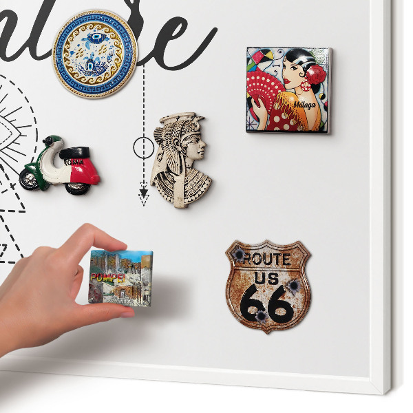 Tablero magnético metálico para souvenirs en color blanco Aventura al aire libre
