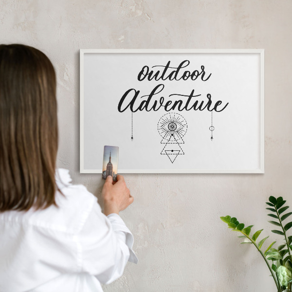 Tablero magnético metálico para souvenirs en color blanco Aventura al aire libre