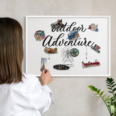 Tablero magnético metálico para souvenirs en color blanco Aventura al aire libre