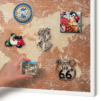 Tablero magnético de pared para imanes con marco blanco Mapa de ladrillos