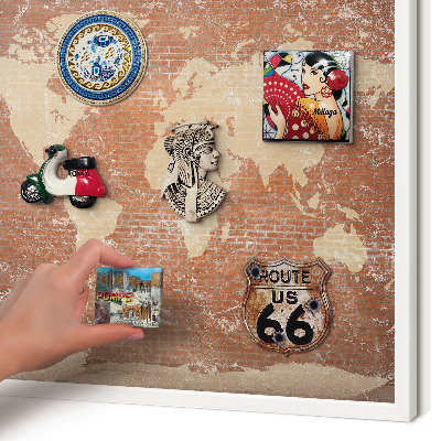 Tablero magnético de pared para imanes con marco blanco Mapa de ladrillos
