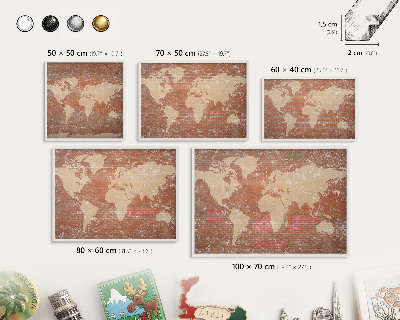 Tablero magnético de pared para imanes con marco blanco Mapa de ladrillos