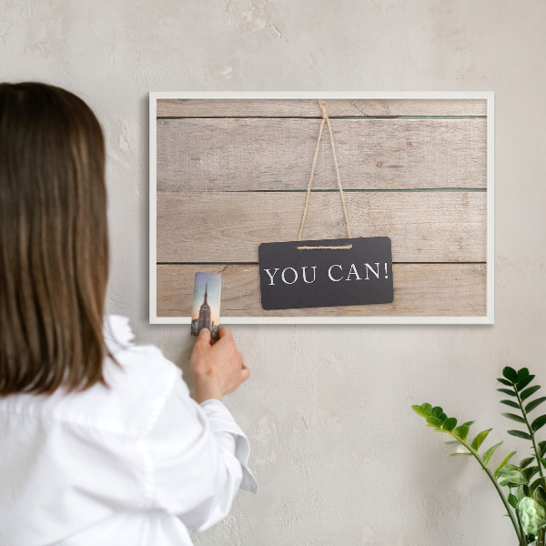 Tablero magnético metálico para souvenirs en color blanco Motivación cada día
