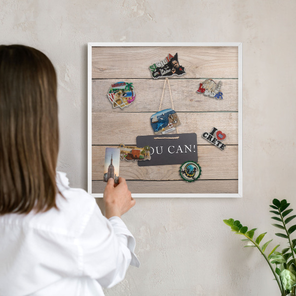 Tablero magnético metálico para souvenirs en color blanco Motivación cada día