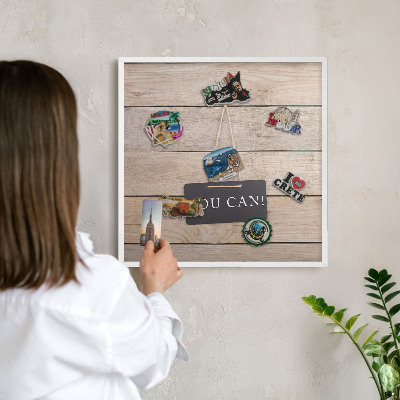 Tablero magnético metálico para souvenirs en color blanco Motivación cada día