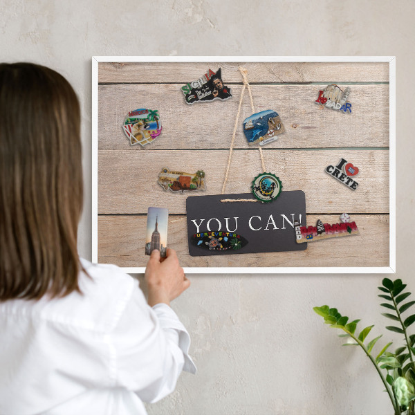 Tablero magnético metálico para souvenirs en color blanco Motivación cada día