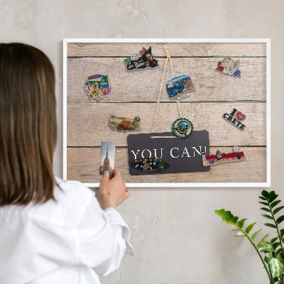 Tablero magnético metálico para souvenirs en color blanco Motivación cada día