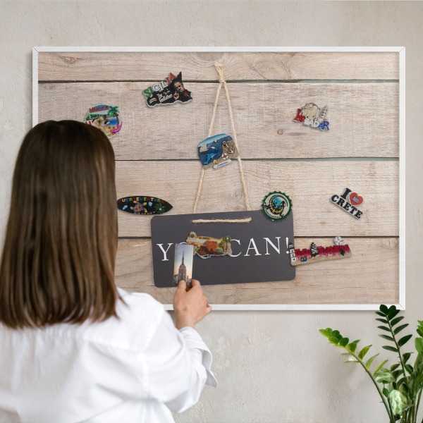Tablero magnético metálico para souvenirs en color blanco Motivación cada día