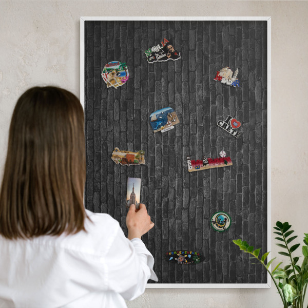 Tablero magnético metálico para souvenirs en color blanco Muro de ladrillo