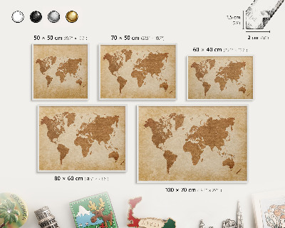 Tablero magnético de pared para imanes con marco blanco Mapa antiguo