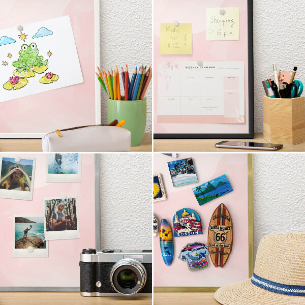 Tablero magnético de pared para imanes con marco blanco Rosa delicado