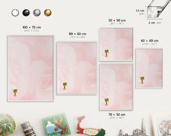 Tablero magnético de pared para imanes con marco blanco Rosa delicado