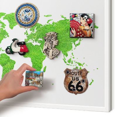 Tablero magnético metálico para souvenirs en color blanco Mapa verde