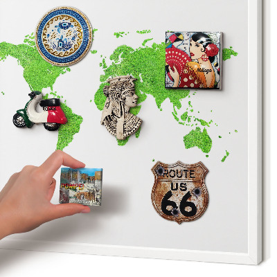 Tablero magnético metálico para souvenirs en color blanco Mapa verde