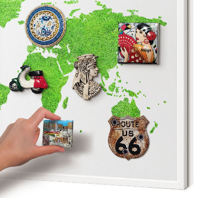 Tablero magnético metálico para souvenirs en color blanco Mapa verde