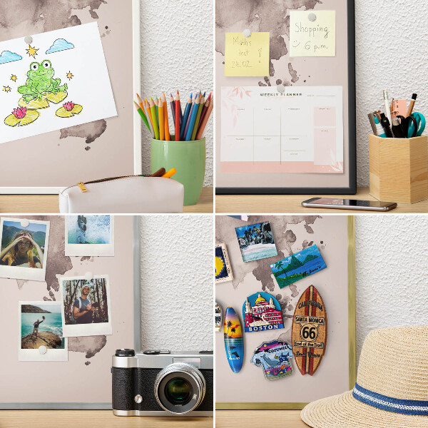 Tablero magnético de pared para imanes con marco blanco Mapa del mundo