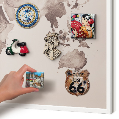 Tablero magnético de pared para imanes con marco blanco Mapa del mundo