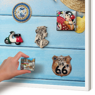 Tablero magnético metálico para souvenirs en color blanco Ambiente playero