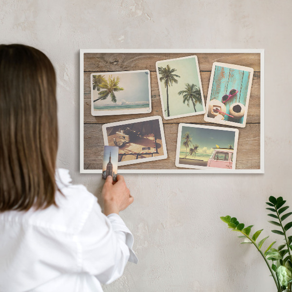 Tablero magnético de pared para imanes con marco blanco Nostalgia navideña
