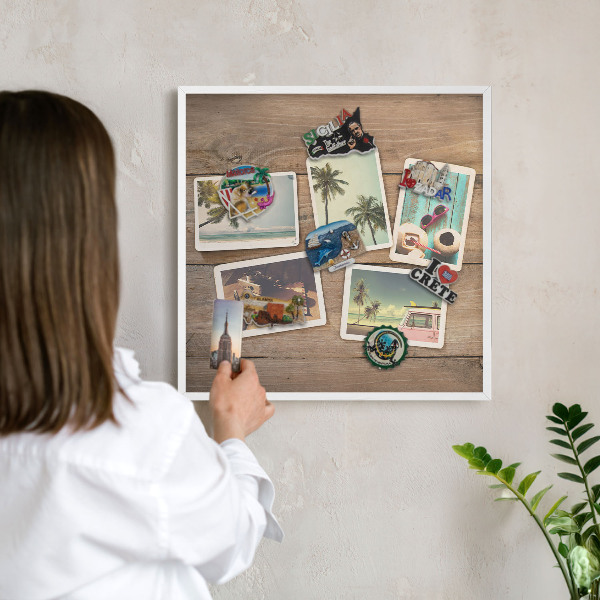 Tablero magnético de pared para imanes con marco blanco Nostalgia navideña