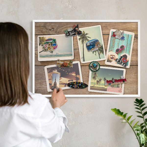 Tablero magnético de pared para imanes con marco blanco Nostalgia navideña