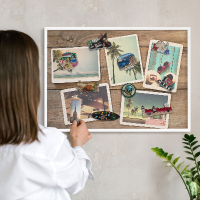 Tablero magnético de pared para imanes con marco blanco Nostalgia navideña