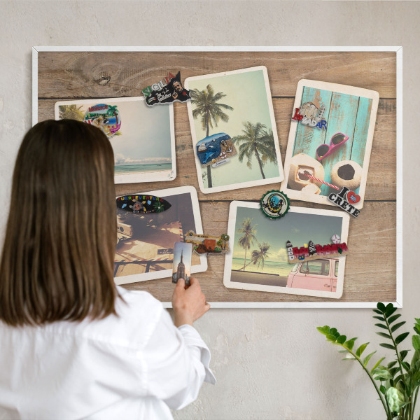 Tablero magnético de pared para imanes con marco blanco Nostalgia navideña