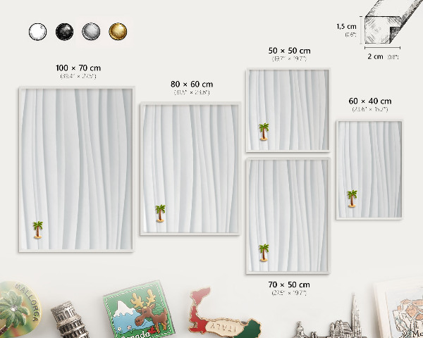 Tablero magnético de pared para imanes con marco blanco Ondas blancas