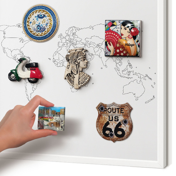 Tablero magnético metálico para souvenirs en color blanco Mapa de curvas de nivel