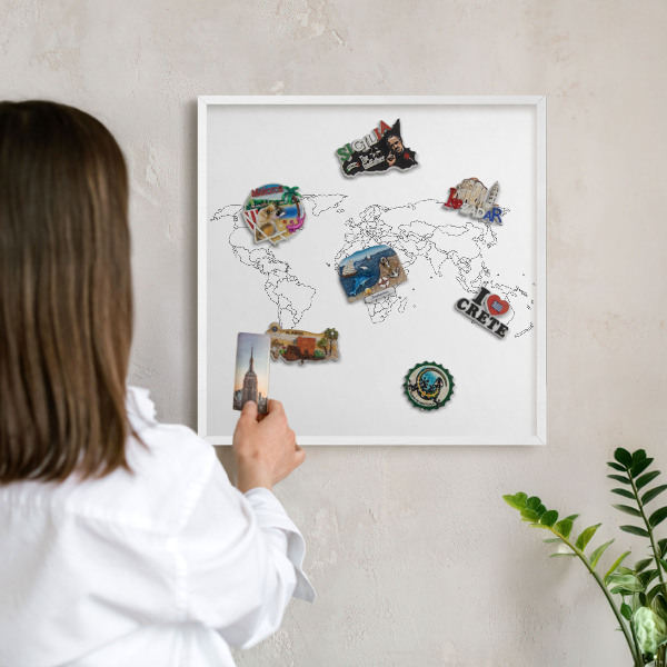 Tablero magnético metálico para souvenirs en color blanco Mapa de curvas de nivel