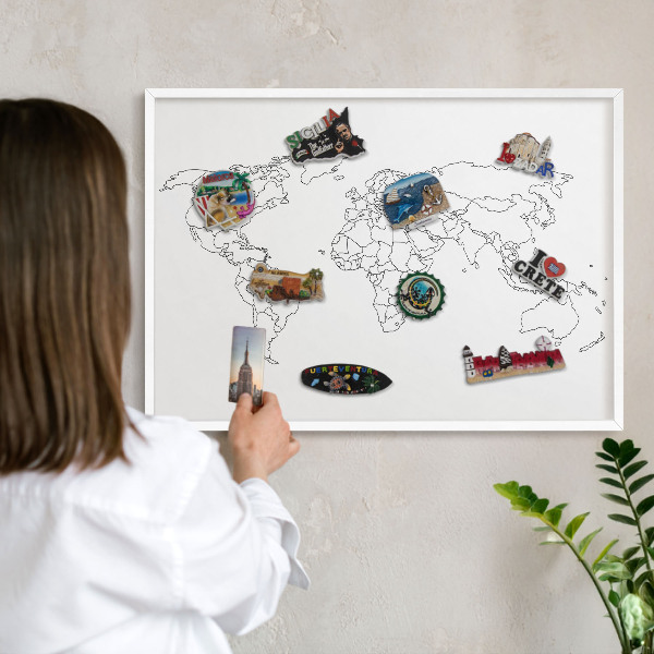 Tablero magnético metálico para souvenirs en color blanco Mapa de curvas de nivel