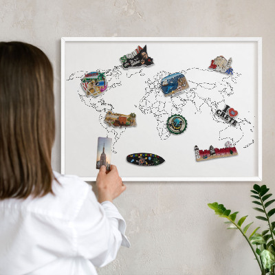 Tablero magnético metálico para souvenirs en color blanco Mapa de curvas de nivel