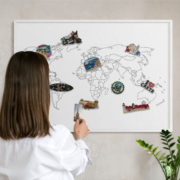 Tablero magnético metálico para souvenirs en color blanco Mapa de curvas de nivel
