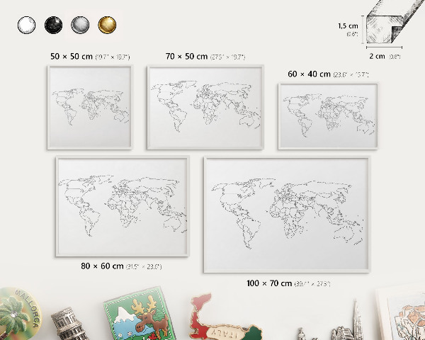 Tablero magnético metálico para souvenirs en color blanco Mapa de curvas de nivel