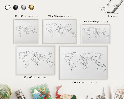 Tablero magnético metálico para souvenirs en color blanco Mapa de curvas de nivel