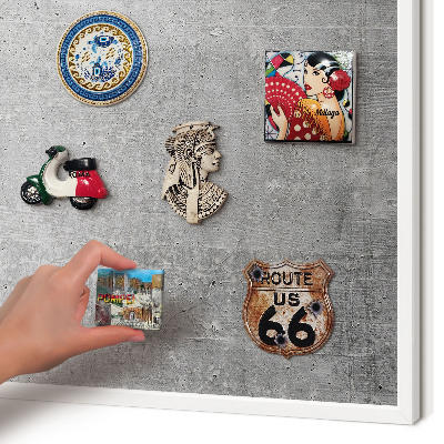 Tablero magnético de pared para imanes con marco blanco Patrón de hormigón