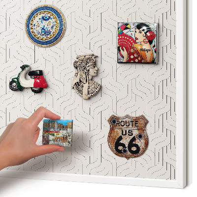 Tablero magnético de pared para imanes con marco blanco Ondas suaves