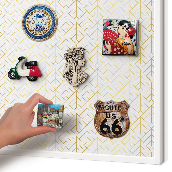 Tablero magnético de pared para imanes con marco blanco Geometría de las hojas
