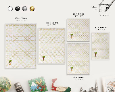 Tablero magnético de pared para imanes con marco blanco Geometría de las hojas