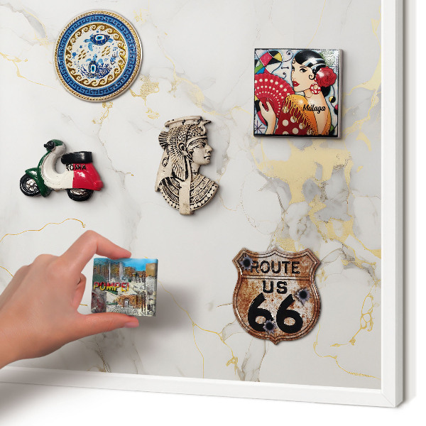 Tablero magnético de pared para imanes con marco blanco Elegancia delicada