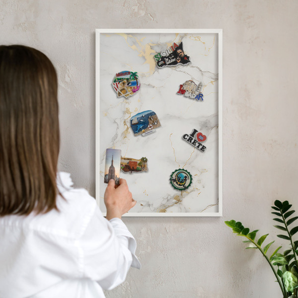 Tablero magnético de pared para imanes con marco blanco Elegancia delicada